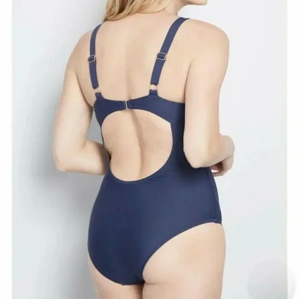 Modcloth Swimsuit Stacey One-Piece Blue Swimsuit NWOT
